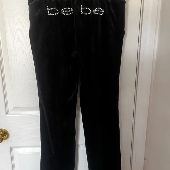 Classic Bebe Black Velour Tracksuit with Rhinestones - Picture 5 of 8